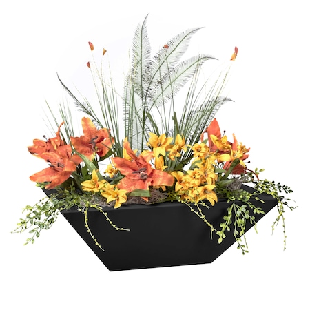The Outdoor Plus 30 Square Maya Planter Bowl - Powder Coated Metal - Black - OPT-30SQPCPO-BLK